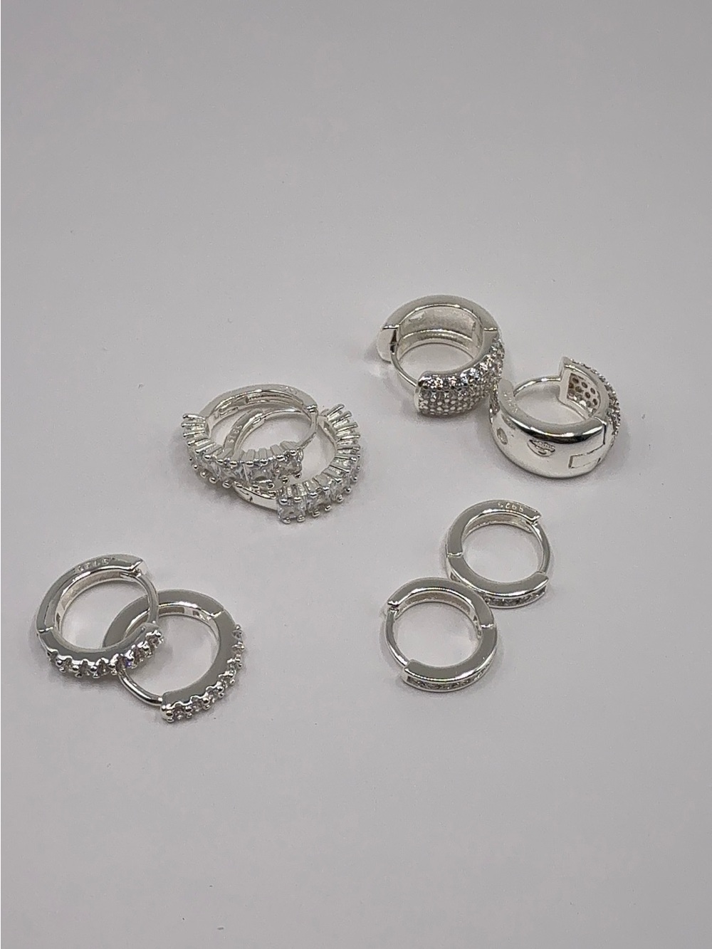 Sterling Silver Hoop Earring Set - Polished Silver Huggies